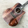 Guitarra acústica de madeira Koa Cutaway 41 polegadas estilo D Abalone Tree of Life Inlays Ebony Fingerboard Guitarra