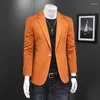 Mäns kostymer Fyra säsonger 2023 Ankomst orange blazer för män Slim Fit Groom Wedding Jacka Klassisk mens casual size S-5XL