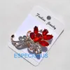 Brooches Elegant Red Cubic Zircon Terne Metal Flower Pin Women Gift Accessories Garment Jewellery Brooch Rhinestone Rose Gold Color