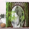 Shower Curtains 3D Chinese Shower Curtain Antique Screen Arch Flower Scenery Bath Decor Fabric Hanging Curtains Bathroom Accessories Set R230830