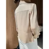 レディーススーツサテンジャケット女性ブレザーブラウスサマーシャツ薄いカジュアルデザインソリッド3クォータースリーブカーディガンコート服