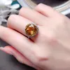 Bagues de cluster Bague de luxe en forme de rose 6ct 12mm VVS Grade Citrine naturelle Solide 925 Bijoux en argent