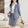 Tweedelige jurk lente herfst formele blazer pakken met sets Koreaanse vrouwen werkkleding kantooruniform minirok jas stukken set