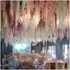 Couronnes de fleurs décoratives Wisteria en soie artificielle haut de gamme pour bricolage arc de mariage carré en rotin simulation maison panier suspendu D Otvxn