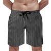 Herren-Shorts, Sommer-Board, grafische Linie, Sportbekleidung, weiße Streifen, Druck, Strand, kurze Hosen, modische, schnell trocknende Badehose, Übergröße