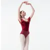 Palco desgaste ballet collant para mulheres treinamento dança terno veludo splice malha voando manga ginástica bodysuit adulto dança trajes