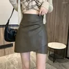 Jupes en cuir PU jupe courte demi-longueur femme printemps/été 2023 coréen taille haute et polyvalent irrégulier
