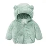 Manteau en duvet à capuche pour enfants, vêtement d'hiver pour bébés filles, en molleton de corail doux, 6M-4T, 2023