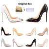 Designer high heels dress shoes sneakers women luxury Glitter Rivets Genuine Leather Sexy Pointed Toe black white 8cm 10cm 12cm party lady wedding shoe with box 35-44