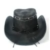 Wide Brim Hats Bucket 100 Leather Men Women Black Western Cowboy Hat Outdoor Sombrero Hombre Cowgirl 230830