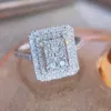 Band Rings Huitan Sparkling Cubic Zirconia for Women Luxury Trendy Squareshaped Wedding Bands Accessories High Quality Jewelry 230829