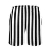 Men's Shorts Vintage Striped Print Board Summer Black White Stripes Casual Beach Short Pants Sports Fitness Design Swim Trunks