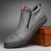 Scarpe eleganti Nuovi uomini Scarpe casual in pelle Primavera Autunno Moda Doppia cerniera Tendenza Scarpe basse basse Mocassini freddi Uomo Stivali invernali L0830