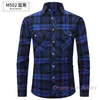 Brushed Plaid Shirt Mens Designer 2023 New Long Sleeve Double Pocket Flannel Casual Shirts 15 Colours S-XXL