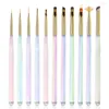 Nail Brushes BQAN 11pcs Art Acrylic Liquid Powder Carving UV Gel Painting Brush Lines Liner Drawing Pen Manicure Tool Set
