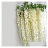 Couronnes de fleurs décoratives élégantes fleurs de soie artificielles glycine vigne rotin bricolage guirlande pour décorations de centres de table maison ornamen Dh769