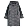 Gabardinas para mujer MICOCO W886B Diseño de encaje con capucha Traje de lana de longitud media con chaqueta de algodón acolchada