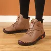 Boots Plus Size 36-43 Womans Winterstiefel während der Händemaschine von Handgefertigten Turnschuhe Frauen Punk rote Knöchelstiefel mit Pelz Botas de Mujer 230829