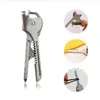 Muti-function Key Shape Ring Bottle Opener 6-in-one Folding Mini Pocket Keychain Screwdriver Gear Serrated Knife Hand Survival Tool