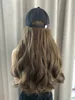 Ball Caps Brief Baseball Cap Met Haar Bevestigd Voor Vrouwen Krullend Golvend Lang Haarstukje Hoed Verstelbare Pruik Extensions 230830