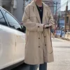 Men's Casual Shirts Trench Men Oversize Turndown Collar Solid Allmatch Handsome Long Coats Leisure Korean Style Fashion Outwear Male Arrival 230829