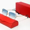 Lunettes de soleil de mode pour hommes DECOR C pour femmes, verres en métal sans monture plaqués or poli, type de pièce rectangulaire, lunettes de créateur classiques simples avec boîte d'origine