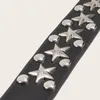 Bältesmodestjärna Rivet Belt Metal Leather Studded Gift Man's Goth Rock Wild Justerable Women Punk Black Y2K Accessories 3,8 cm