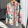 Women's Blouses Women Silk Cotton Blends Shirt Floral Print Light Weight Slightly Temperament Top Turn-Down Collar Single Breasted Lady