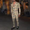 Traccetti da uomo 2023 Four Seasons Ultime camicia a maniche lunghe a strisce quadrate a strisce quadrate/abbinata a pantaloni casual set a due pezzi 87NQ