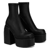 Bottes Chelsea Winter Zipper Noir Style britannique Punk Cowboy Chunky Design Cuir Bout rond Cheville Plus Taille 230829