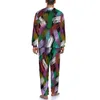 Men's Sleepwear Colorful Brush Print Pajamas Male Paint Stripes Cute Spring Long Sleeve 2 Piece Night Graphic Set