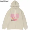 Mannen Hoodies Sweatshirts Mannen Hip Hop Hoodie Streetwear Sweatshirt Grappige Beer Hart Grafische Capuchon Trui Harajuku Katoen 230829