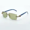 Nouvelles lunettes de soleil 3524031 avec diamant XL et pattes en bois bleu naturel verres taillés 57 mm