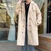 Men's Casual Shirts Trench Men Oversize Turndown Collar Solid Allmatch Handsome Long Coats Leisure Korean Style Fashion Outwear Male Arrival 230829