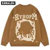 Men's Sweaters Harajuku Cartoon Anime Thick Sweater Men's Street Oversized Pullover Campus Retro Knit Sweater Grandpa Ugly Sweater Women's Y2K 230829