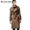 Camisas casuales para hombres HOLYRISING Abrigo masculino Chaquetas Hombre Bolsillos Algodón Regular Doble botonadura Hombres completos Trench 18998 230829