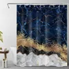 Shower Curtains Marble Shower Curtain Blue Curtain Set Abstract Luxury Golden Glitter Veins Texture Curtains for Bathroom Waterproof Fabric R230830