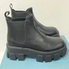 2023- Bottes Chelsea en cuir Noir Semelle en caoutchouc léger Semelle intérieure en cuir Confort Bottes de créateurs pour femmes Bottes de mode