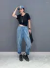 Kvinnors jeans Urior 2023 Summer Casual Colorful Diamond Jumpsuit Fashion Denim Straight Leg Pants Women Wear