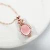 Pendentif Colliers Rose Gold Couleur Sautoirs Rose Opal Chaîne Collier Synthétique Ross Quartz CZ Pour Femmes Filles Cadeau Drop Bijoux En Gros