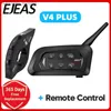 EJEAS V4 Plus Capacete de motocicleta Bluetooth Headset Intercom 1500M 4 Riders Full Duplex Intercomunicador à prova d'água Q230830