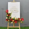 Flores decorativas 60/65cm sinal de boas-vindas de casamento falso adereços florais artificiais decoração de arco de festa de casamento exibição de janela suspensa