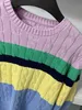 Maglione lavorato a maglia a maniche lunghe a righe multicolori New Ralph autunno inverno Maglione girocollo lavorato a maglia in lana grossa intrecciata colorata