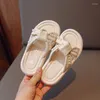 Terlik kızları terlik çocuk moda inciler örgü şık prenses çocuk ayakkabıları 2023 çok yönlü açık yürümeye başlayan çocuk kız