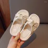 Slipper Girls Slippers Children Fashion Wears плетение шикарная Princess Kids Shoes 2023 Универсальная открытая девочка -малыш