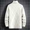 Herrtröjor 2023 Koreansk modeströja Mock Neck Knit Pullovers Autumn Slim Fit Clothing Men Solid Color Oregelbundna ränder 230830