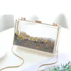 Evening Bags Transparent Rectangular Liquid Quicksand Acrylic Clutch Bag Women Shoulder Sequins star Party Clear Purse Handbag 230829