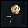 Couronnes de fleurs décoratives Boutonnière Floral Stain Soie Rose Fleur 16 Couleur Disponible Groom Groomsman Homme Broche Cor Costume Déco Dhqqy