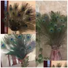 Novelty Items Elegant Decorative Materials Real Natural Peacock Feather Beautif Feathers About 25 To 30 Cm Drop Delivery Home Garden Oto3K