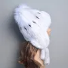 Beanieskull Caps Hats för kvinnor naturliga mink päls svansar öronflap vinterbomber hatt riktigt stickad beanie 230830